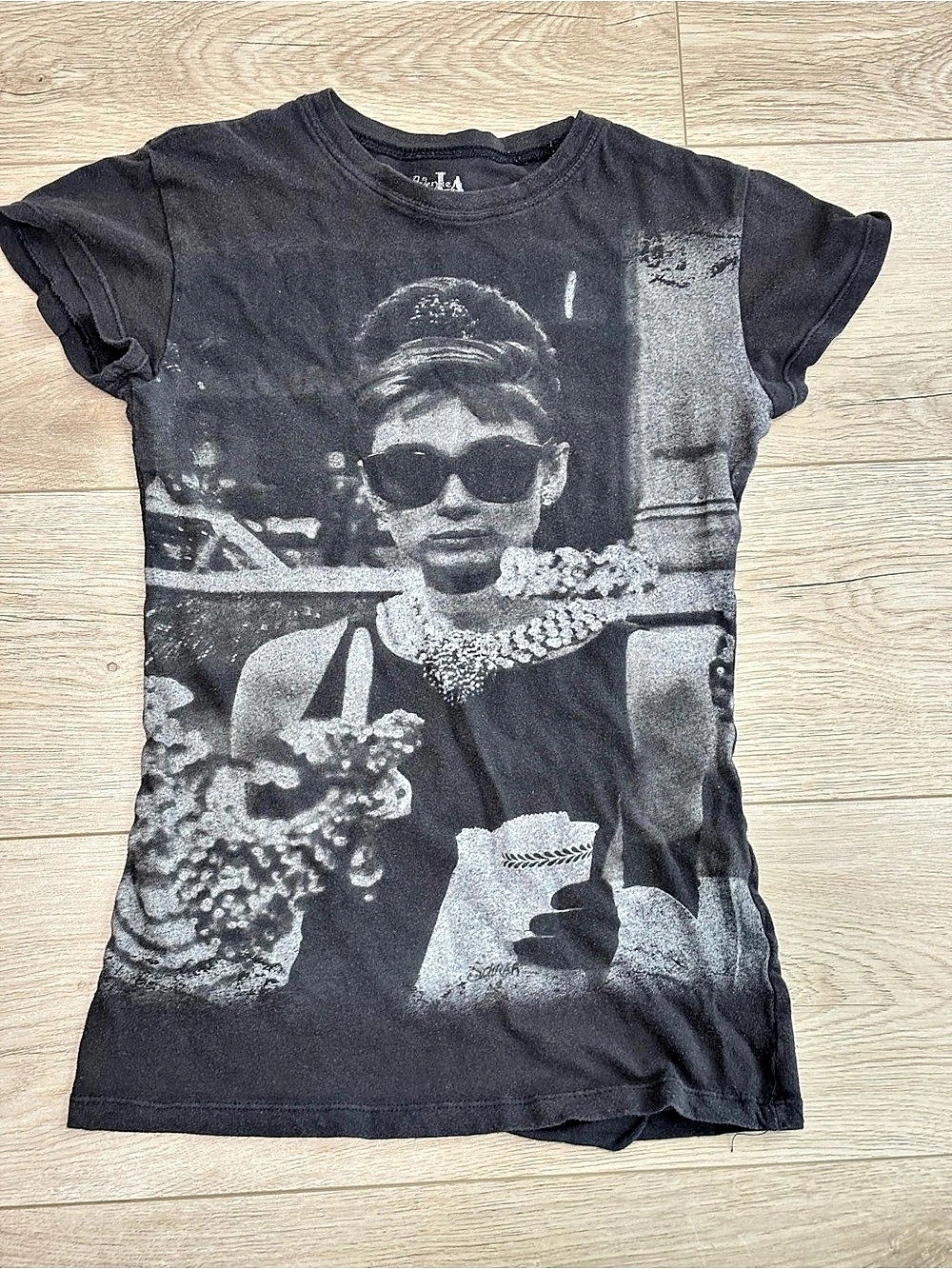 Audrey Hepburn Graphic Short Sleeve Tee in Black